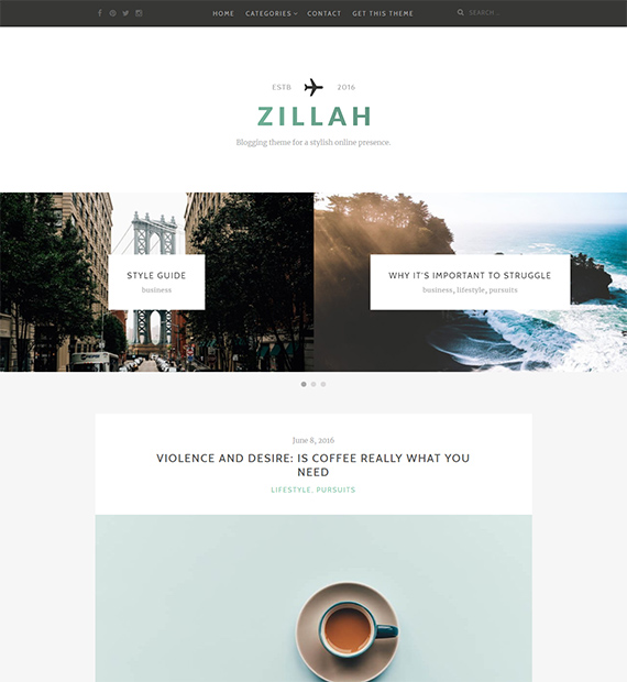 Zillah Free Minimalist WP Theme